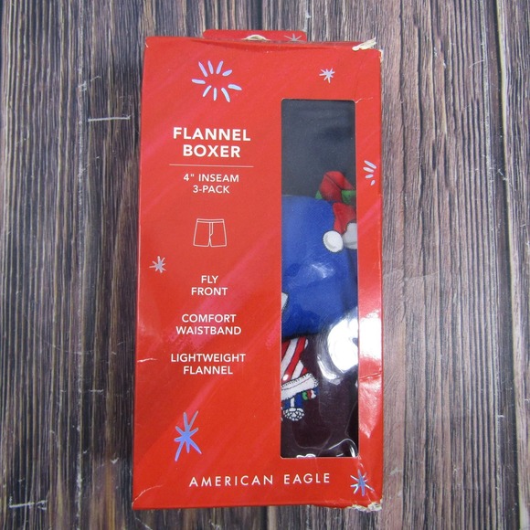 American Eagle By Payless Other - American Eagle Boxer Shorts Mens Medium Flannel 3 Pack Christmas Underwear